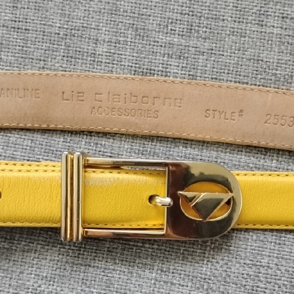 Liz Claiborne Gold Buckle Yellow Belt